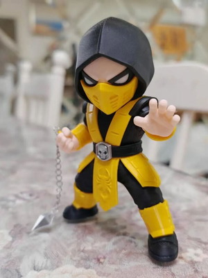 Chibi Scorpion Mortal Kombat figure, collectible gaming decor
