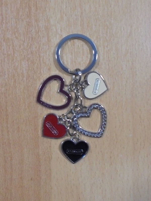 Women's metal keychain with hearts like new, multicolor silver