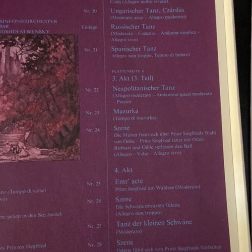 Tschaikovsky Der Schwanensee Ballett op. 20 3LP vinyl