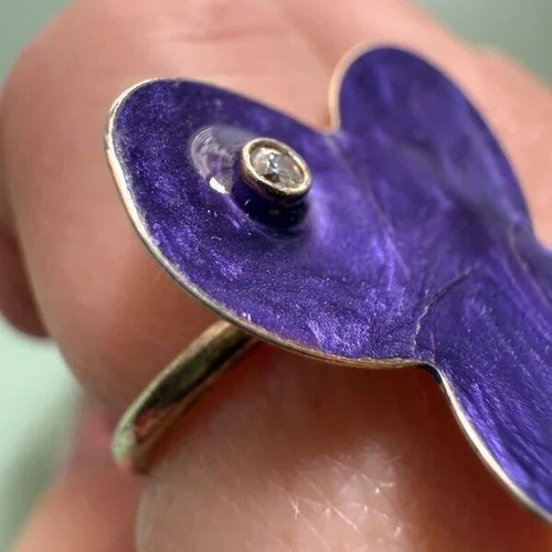Silver 925 jewelry set with purple butterfly design, like new