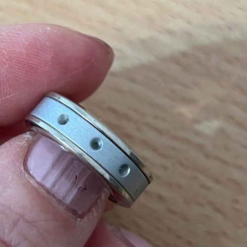Stainless Steel Ring used with Brushed Center and Dot Detail