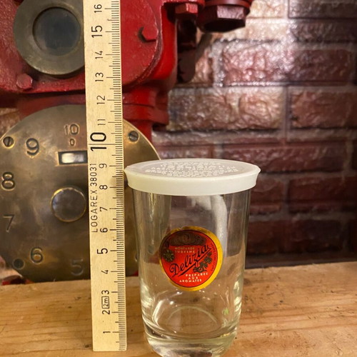 Delizia glass mustard jar used with lid