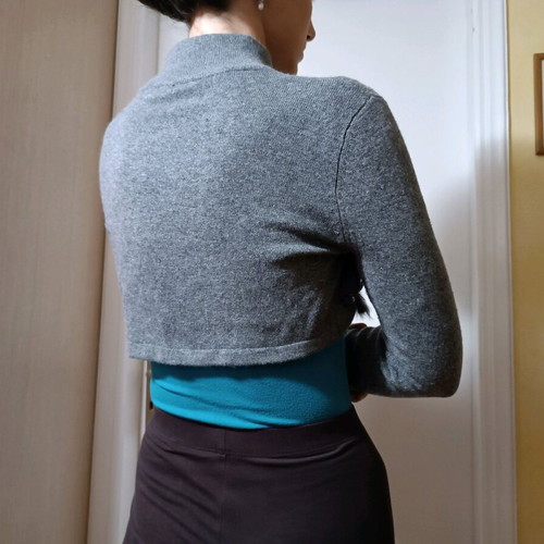 Wool gray vintage bolero used with crystals and turtleneck collar