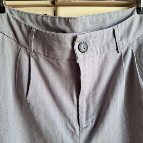 Pink Woman Grey Striped Wide Leg Pants L Used