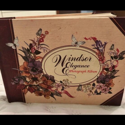 Vintage photo album with burgundy satin ribbon like new