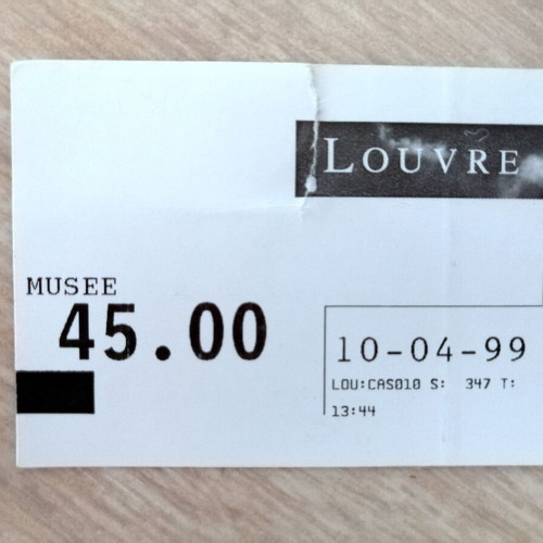 Louvre Museum Ticket used, collectible 1999 Paris