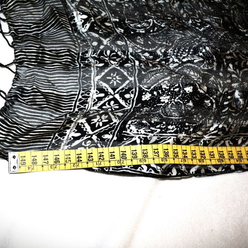 Siam Silk Black Batik Scarf 1.5x0.4m New