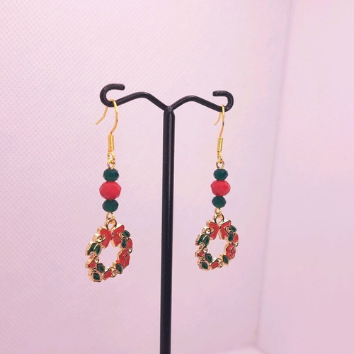 Handmade Christmas earrings new with crystals