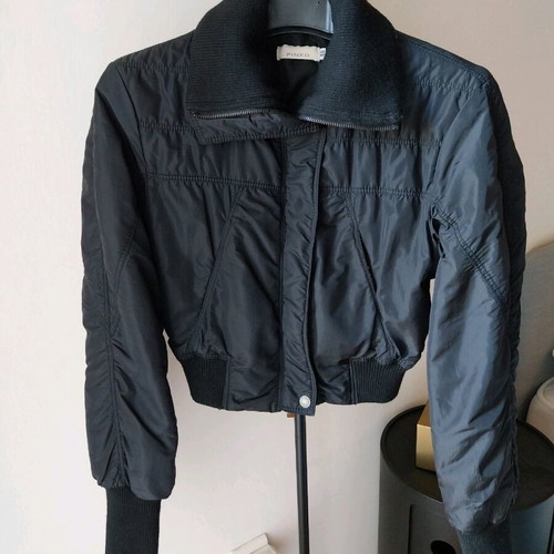Pinko cropped puffer jacket used, size XS, black
