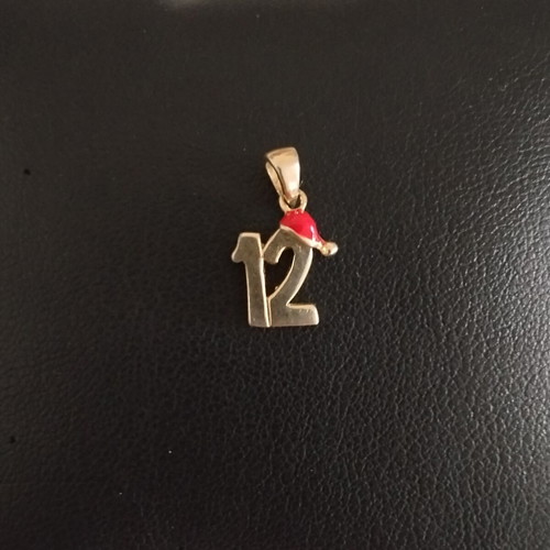 Children's pendant "12" like new, red enamel, gold plated sterling silver