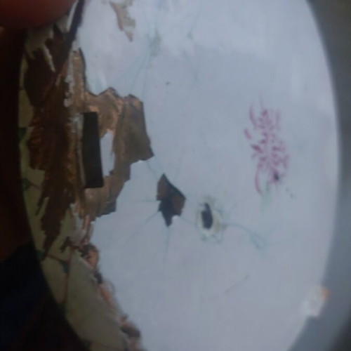 Japanese plate old with enamel and painting used, with damages