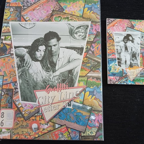 Graffiti City Line letter set and notepad, vintage 80s/90s
