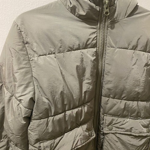 Women's jacket used with hood, short puffer style, H&M brown and green XS
