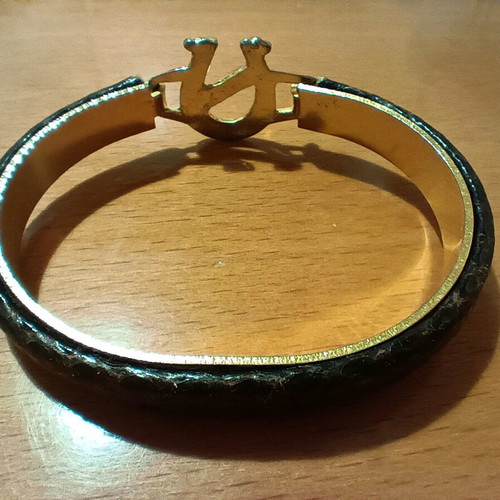 Luxury 24K gold-plated bracelet with brown leather like new