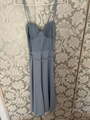 Blue dress new with belt and crisscross back