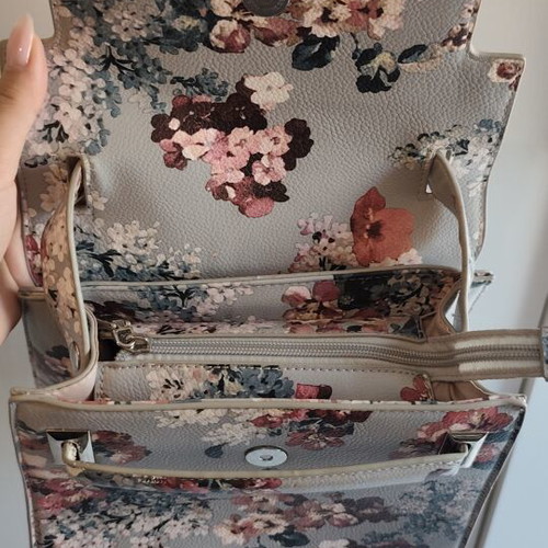 Blue floral handbag with matching strap