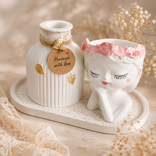 Gypsum decoration set new for home or baptism