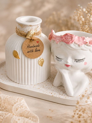 Gypsum decoration set new for home or baptism