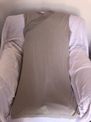 Rick Owens dress used, grey-beige, fabric combination with silk