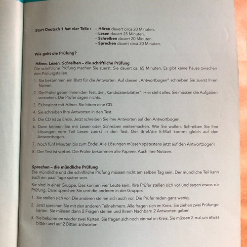 Mit Erfolg zu Start Deutsch A1 book used for exam preparation