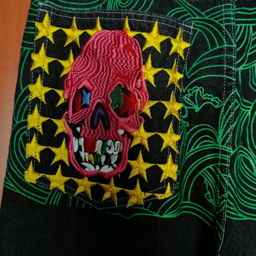 Baggy Jeans Y2K Streetwear with Skull & Stars Embroidery, new, black