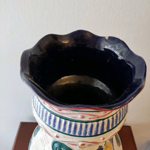 Ceramic vase West Germany midcentury like new, hand-painted