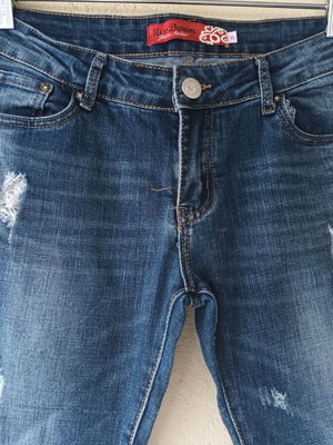 Miss Denim women's ripped blue jeans, size XL