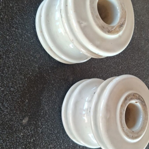 Insulators used, set of two, 7.5 cm diameter
