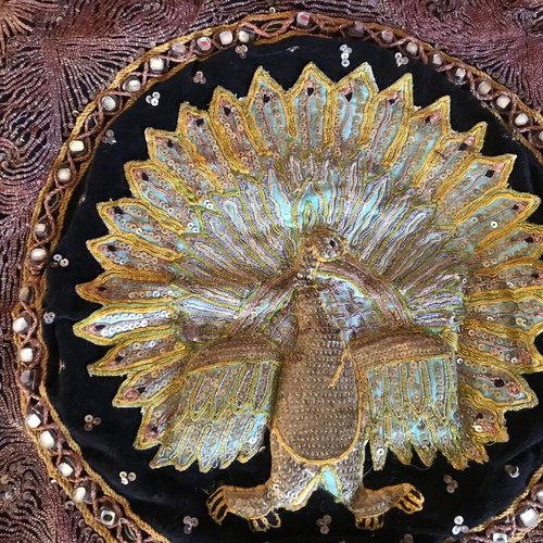 Vintage handmade embroidery from Myanmar 1960s, like new, 54×54 cm