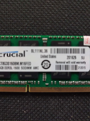 Crucial 8GB DDR3L 1600 RAM μεταχειρισμένη