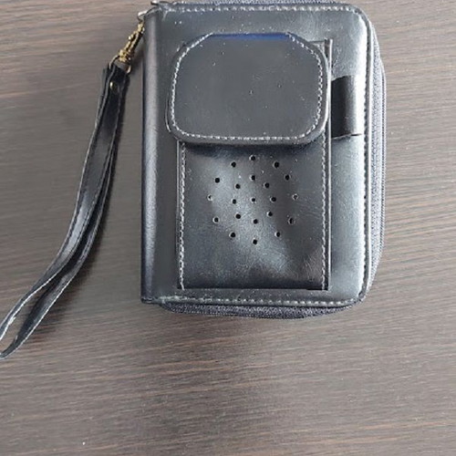 Leather wristlet bag like new, black