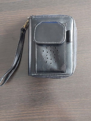 Leather wristlet bag like new, black