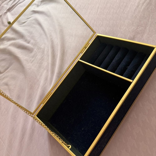 Velvet jewelry box dark blue like new