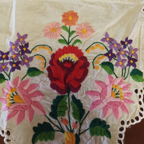Two old handmade embroideries used, 110x33 cm each