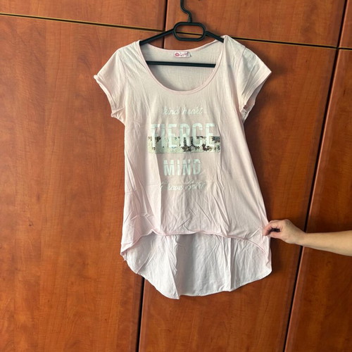 Lipsy women's short-sleeve blouse like new, pink with sequin print