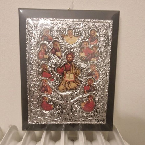 Silver icon with the Vine of the Lord on wood new