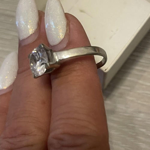 Gold 585 solitaire ring with semi-precious stone, used, size 58