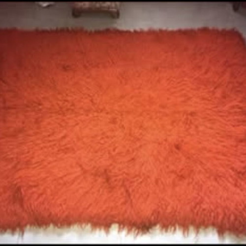 Handmade full-wool loom flokati like new, orange