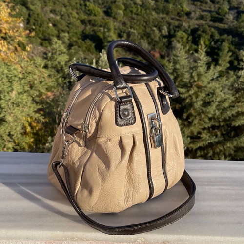 Made In Italia beige women's shoulder bag used, genuine leather