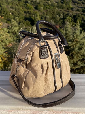 Made In Italia beige women's shoulder bag used, genuine leather