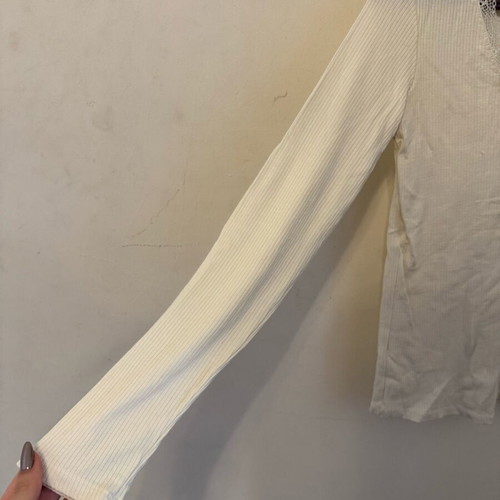 Rip basic white blouse with lace new, Star Body H, size S
