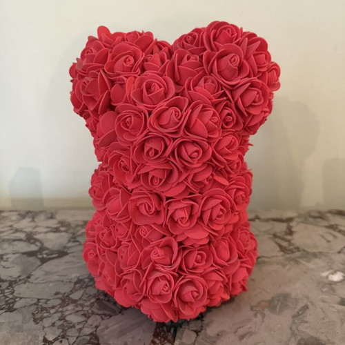 Rose Teddy Bear like new, handmade with foam roses