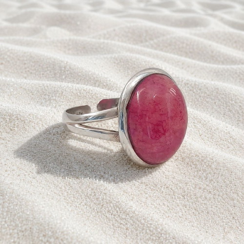 Handmade Gianniotiko ring silver 925 with raw ruby new