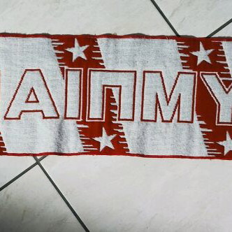 Olympiacos fan scarf used, vintage knitted style