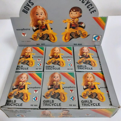 Pack of six Vasileiadis wind-up tricycles new