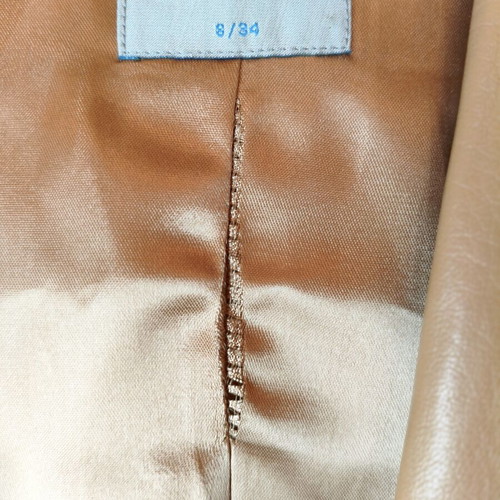 Oasis leather coat beige small like new