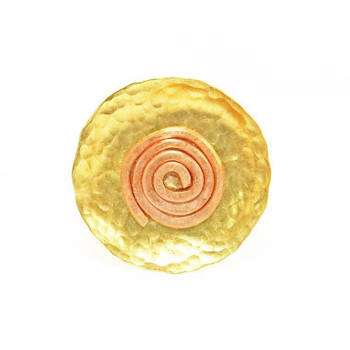 Brass ring handmade with spiral and liquid glass new