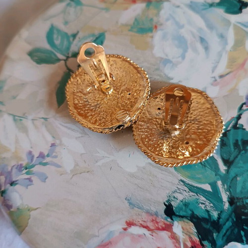 Vintage earrings used with beads, one bead missing