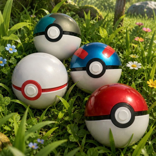 Pokeballs collection with Pokemon cards