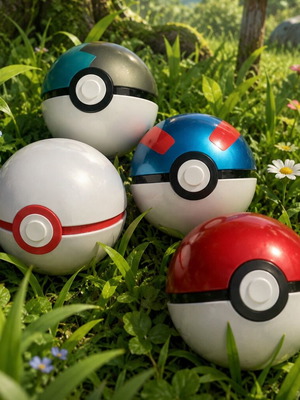 Pokeballs collection with Pokemon cards